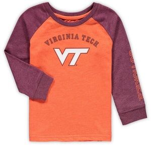 Virginia Tech Kids Raglan Shirt - Orange and maroon